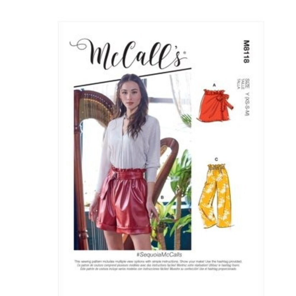 Misses McCalls M8118 Sewing Pattern Shorts Pants Belt‎ Sizes XS-M